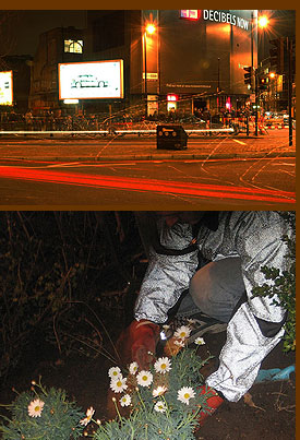 Guerrilla gardening on the junction of Old Street and Great Eastern Street, Hackney London