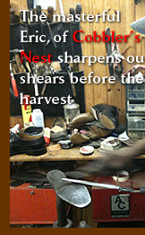 Eric of Cobblers Nest sharpens our shears