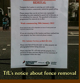 TfL's notice about fence removal