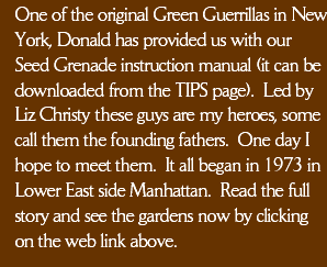 Green Guerrillas 1973 New York Liz Christy and Donald