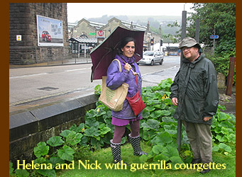 Helena and Nick with guerrilla courgettes